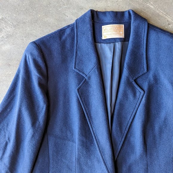 Vintage Pendleton Navy Blue Wool Single Button Front Blazer Jacket size 6 - Picture 2 of 7